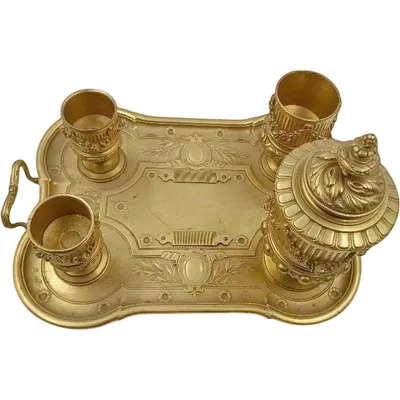 Large mercury-gilt bronze inkwell of the Napoleon III0 period