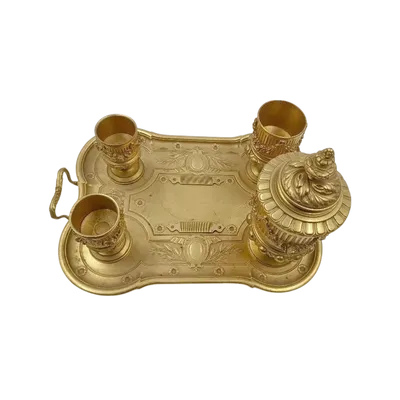 Grande calamaio in bronzo dorato al mercurio del periodo Napoleone III0