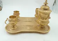 Grande calamaio in bronzo dorato al mercurio del periodo Napoleone III0