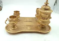 Grande calamaio in bronzo dorato al mercurio del periodo Napoleone III0