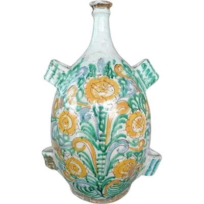 ANTIQUE MAJOLICA FLASK XVII CENTURY SOUTHERN ITALY0