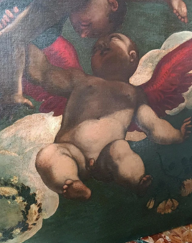 Large antique oil on canvas painting Venetian school 17th century