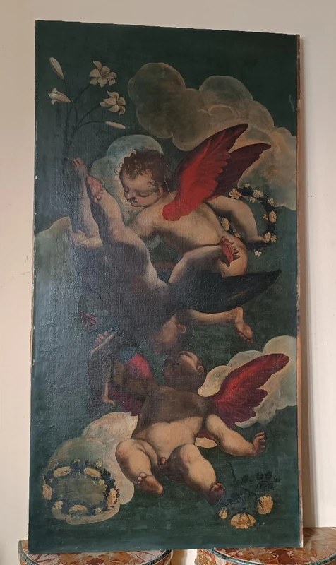 Large antique oil on canvas painting Venetian school 17th century