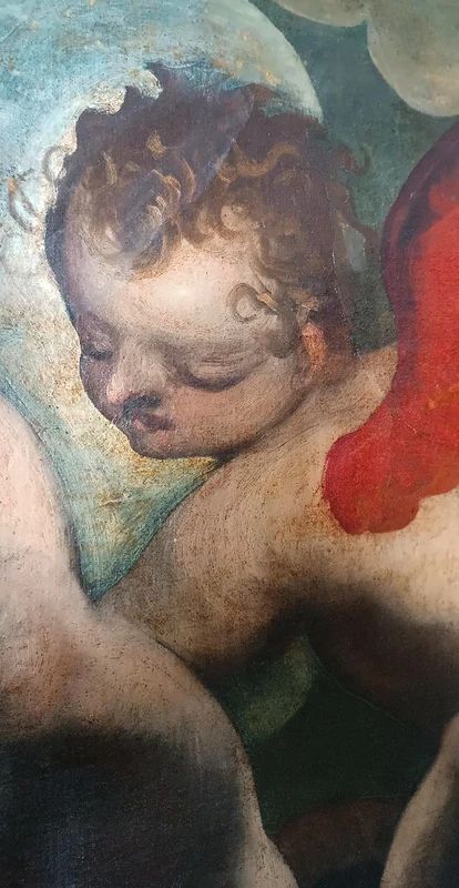 Large antique oil on canvas painting Venetian school 17th century