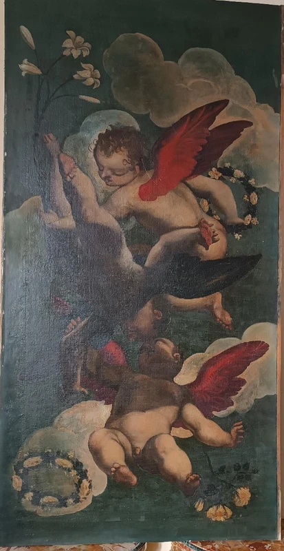 Large antique oil on canvas painting Venetian school 17th century