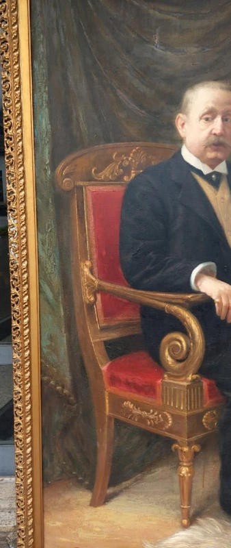 Grande dipinto olio su tela datato e firmato -SILVIO NELLI (1872-1921) -H.216 CM