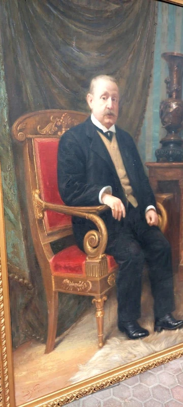 Grande dipinto olio su tela datato e firmato -SILVIO NELLI (1872-1921) -H.216 CM