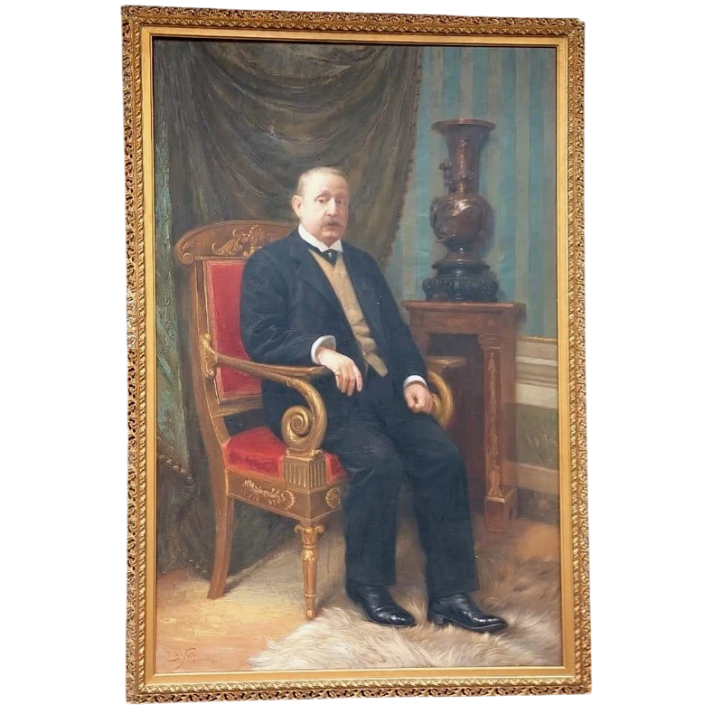 Grande dipinto olio su tela datato e firmato -SILVIO NELLI (1872-1921) -H.216 CM