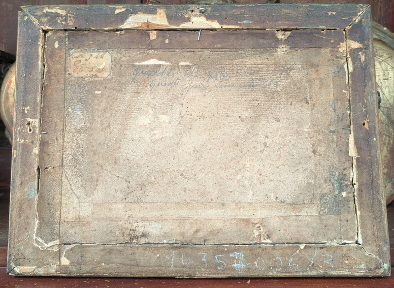 Gouache Luigi XV scena rococò XVIII secolo