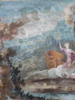 Gouache Luigi XV scena rococò XVIII secolo