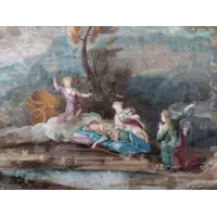 Gouache Luigi XV scena rococò XVIII secolo