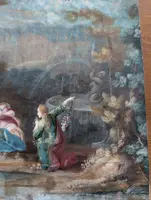 Gouache Luigi XV scena rococò XVIII secolo