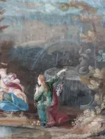 Gouache Luigi XV scena rococò XVIII secolo