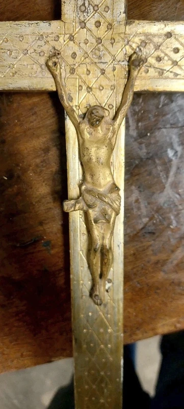 Antico Cristo Intagliato In Legno Dorato XVIII secolo Crocifisso