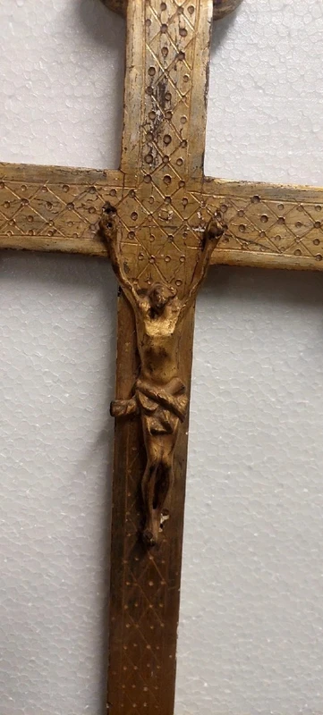 Antico Cristo Intagliato In Legno Dorato XVIII secolo Crocifisso