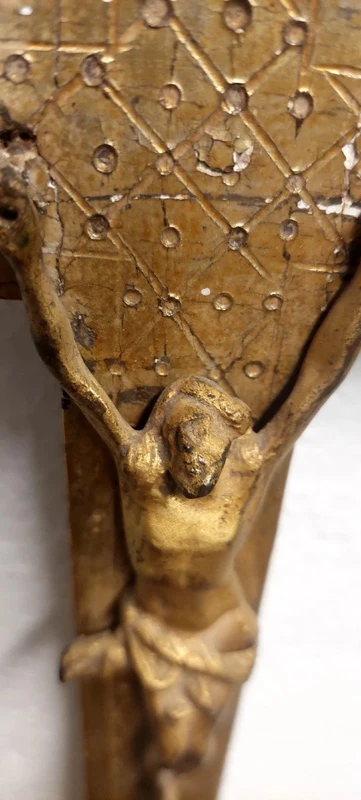 Antico Cristo Intagliato In Legno Dorato XVIII secolo Crocifisso