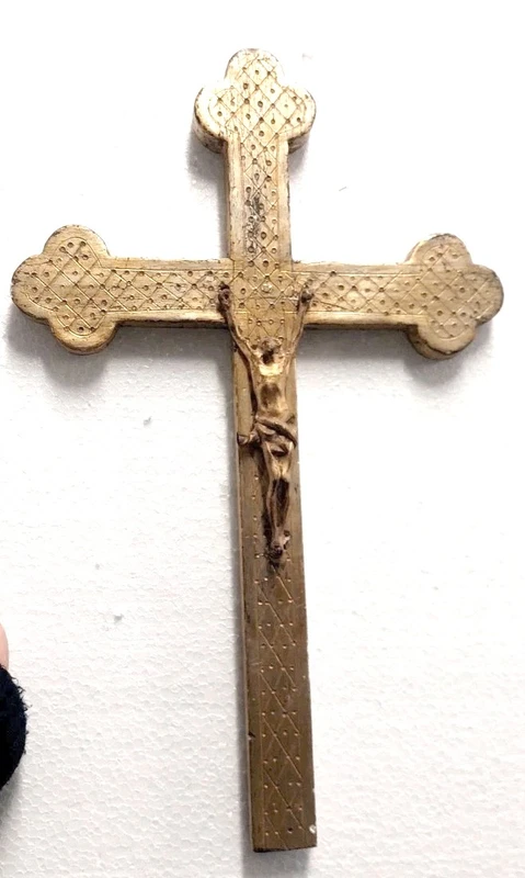 Antico Cristo Intagliato In Legno Dorato XVIII secolo Crocifisso