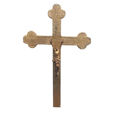 Antico Cristo Intagliato In Legno Dorato XVIII secolo Crocifisso