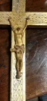 Antico Cristo Intagliato In Legno Dorato XVIII secolo Crocifisso