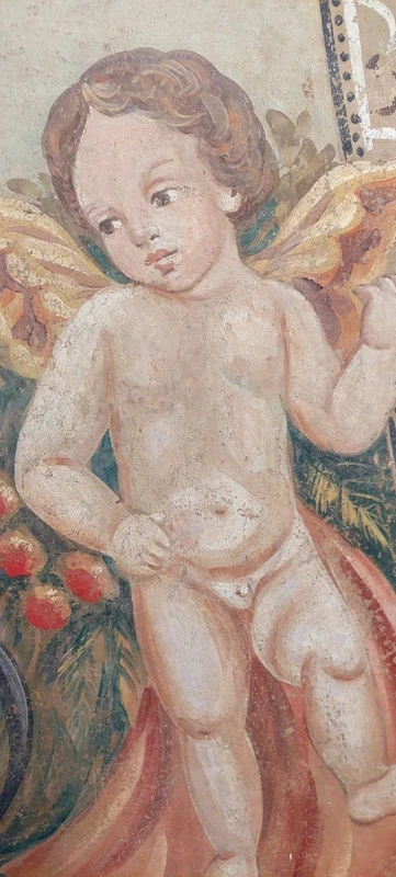 ALLEGORIA GRANDE PANNELLO DIPINTO TEMPERA SU TELA DECORATIVO 170X80 CM