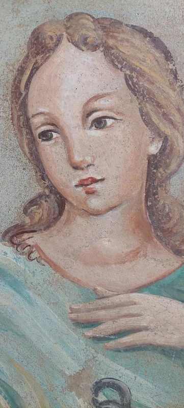 ALLEGORIA GRANDE PANNELLO DIPINTO TEMPERA SU TELA DECORATIVO 170X80 CM