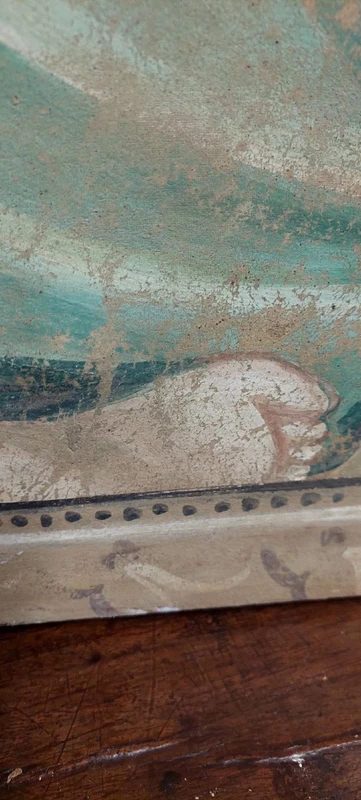 ALLEGORIA GRANDE PANNELLO DIPINTO TEMPERA SU TELA DECORATIVO 170X80 CM