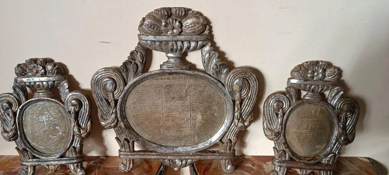 Trittico carteglorie , cornici XVIII secolo