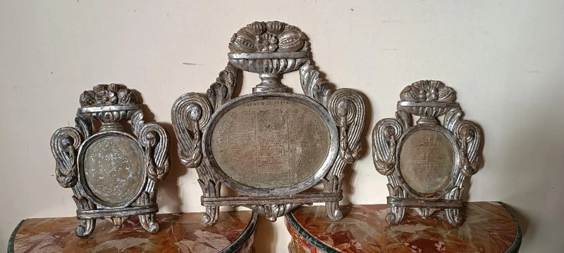 Trittico carteglorie , cornici XVIII secolo
