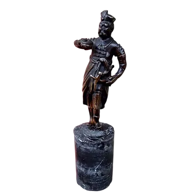 Sculpture orientale ancienne en bronze - soldat 19ème siècle France