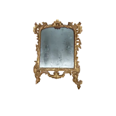 Miroir Baroque en Bois Original Début 18ème Siècle Doré Sculpté