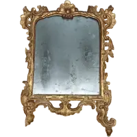 Miroir Baroque en Bois Original Début 18ème Siècle Doré Sculpté