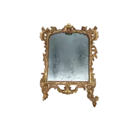 Antica Specchiera Legno  Barocca Originale Inizio XVIII secolo Dorata Intagliata