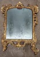 Antica Specchiera Legno  Barocca Originale Inizio XVIII secolo Dorata Intagliata