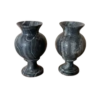 Coppia vasi ad urna in marmo nero serpentino primi 900 stile impero