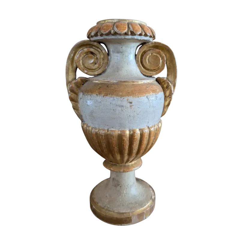 Carved and Gilded Wooden Vase Candlestick