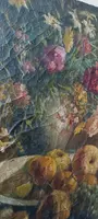 19th century oil painting on canvas, fruit vase with flowers