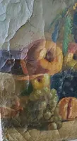 19th century oil painting on canvas, fruit vase with flowers