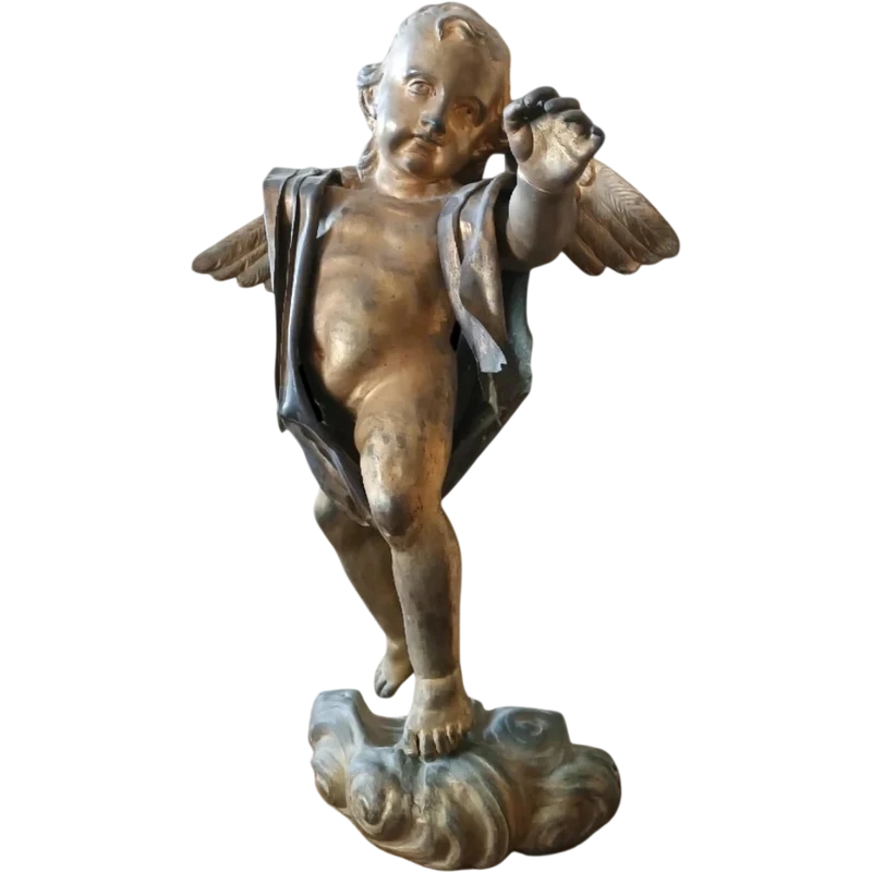 Antique gilt bronze sculpture,baroque,winged putto