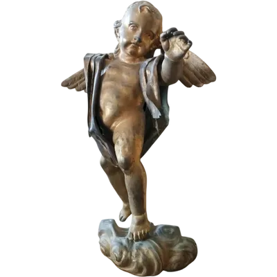 Antique gilt bronze sculpture,baroque,winged putto