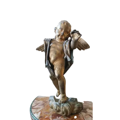 Antique gilt bronze sculpture,baroque,winged putto