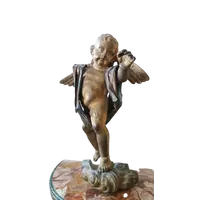 Antica scultura bronzo dorato,barocco,putto alato