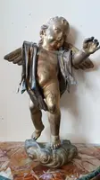 Antica scultura bronzo dorato,barocco,putto alato