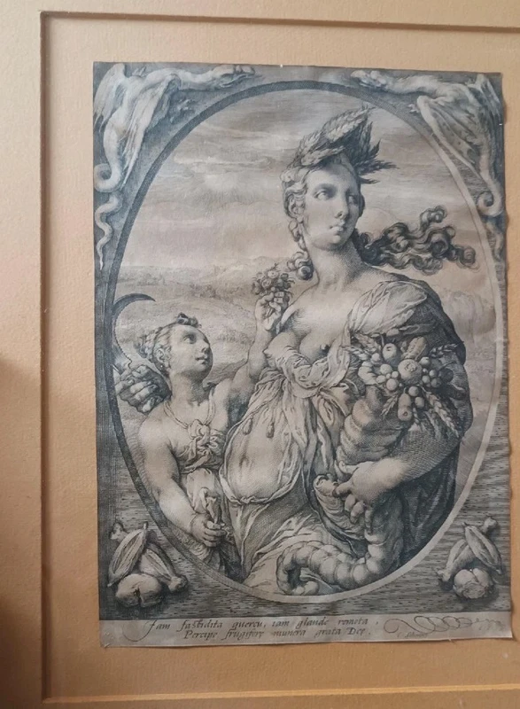 burin engraving .Ceres -Hendrik Goltzius (1558-1617) CERES