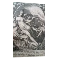 incisione a bulino . -Hendrik Goltzius (1558-1617) VENERE E CUPIDO