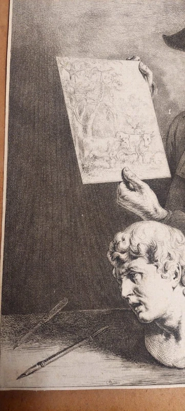 Autoritratto Jean Jacques de Boisseau 1796 Rara Impressione all'acquaforte  su carta vergata