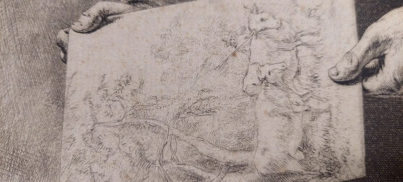 Autoritratto Jean Jacques de Boisseau 1796 Rara Impressione all'acquaforte  su carta vergata