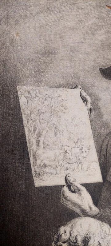 Autoritratto Jean Jacques de Boisseau 1796 Rara Impressione all'acquaforte  su carta vergata