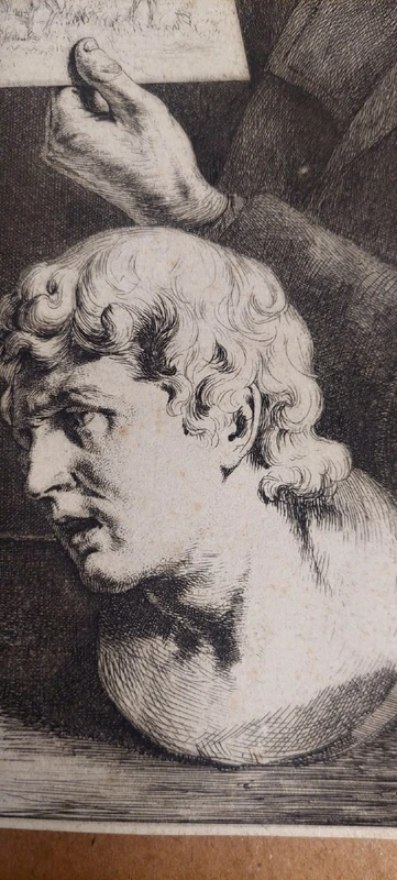 Autoritratto Jean Jacques de Boisseau 1796 Rara Impressione all'acquaforte  su carta vergata