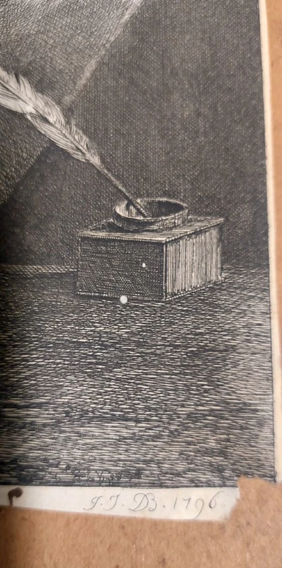 Autoritratto Jean Jacques de Boisseau 1796 Rara Impressione all'acquaforte  su carta vergata