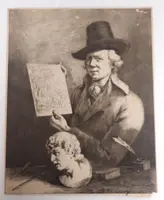 Autoritratto Jean Jacques de Boisseau 1796 Rara Impressione all'acquaforte  su carta vergata